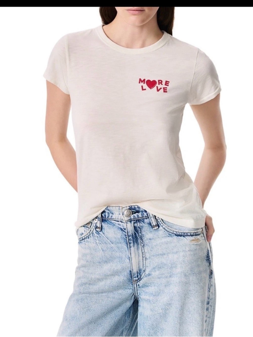 Rag & Bone More Love Tee Ivory Graphic Heart Cotton T-Shirt Women Size Small NEW